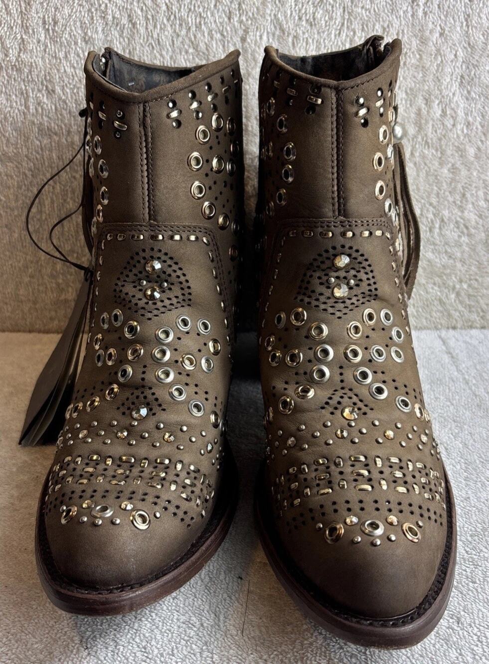 CUADRA WOMEN WESTERN EMBROIDERY BOOTIE Brown LEATHER SIZE 10 M 92704